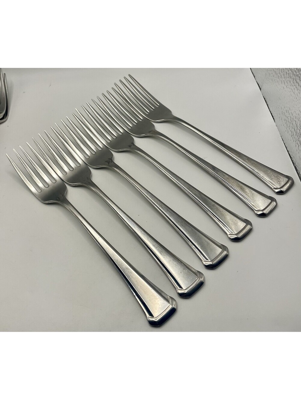 6- SSS Oneida MAESTRO ST LEGER Stainless Flatware Dinner Fork Lot ~ 7 3/8”